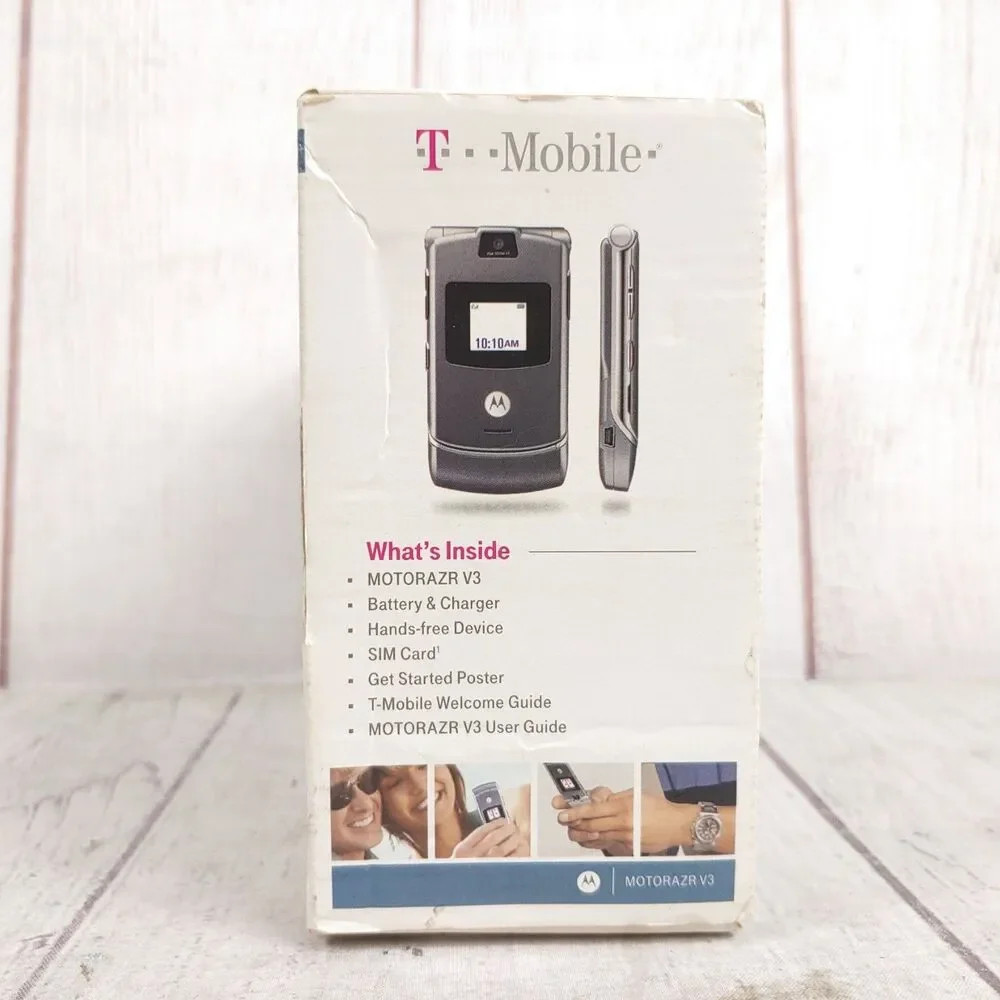 NO BATT Motorola RAZR V3 Flip Cell Phone - CINGULAR SILVER w/ Box Manual, TESTED